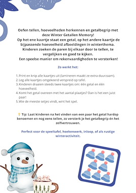 Lesmateriaal Winter getal memory – Spelend Rekenen voor Kleuters van auteur Juf_C slide 2