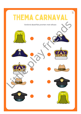 Lesmateriaal Verbind dezelfde figuren met elkaar thema carnaval van auteur Little Play Friends slide 3