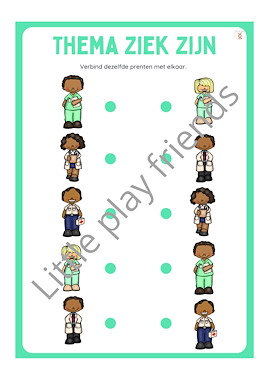 Lesmateriaal Verbind dezelfde figuren met elkaar thema ziek zijn van auteur Little Play Friends slide 2