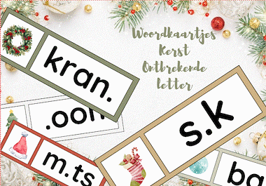 lesmateriaal Woordkaartjes ontbrekende letter Kerstmis  van auteur Jana
