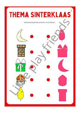 Lesmateriaal Verbind dezelfde figuren met elkaar thema Sinterklaas van auteur Little Play Friends slide 2