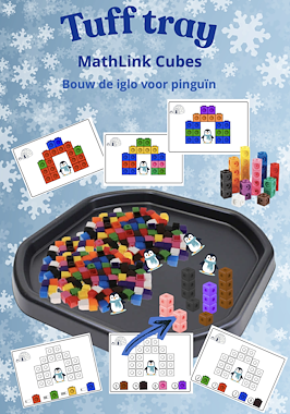 Lesmateriaal Thema winter: tuff tray mathlink cubes van auteur Juf Katy