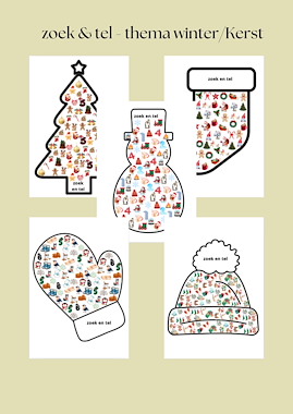 lesmateriaal Zoek en tel - thema winter/Kerst van auteur Speelwijs