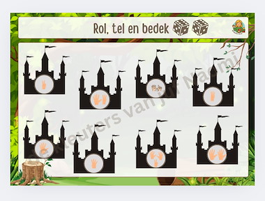 Lesmateriaal Rol, tel en bedek (vingerbeelden) in thema Sprookjes/ KBW van auteur De kleuters van juf Naomi