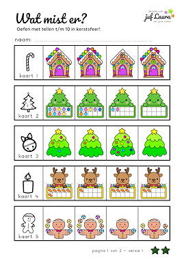Lesmateriaal Wat mist er? Tellen t/m 10 ** - Kerst van auteur De klas van juf Laura slide 3