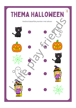 Lesmateriaal Verbind dezelfde figuren met elkaar thema halloween van auteur Little Play Friends slide 2