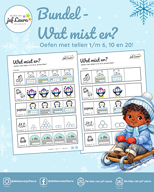 Lesmateriaal Winter - Bundel - Wat mist er? - Tellen t/m 6, 10 en 20 van auteur De klas van juf Laura slide 2