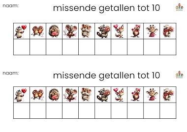 Lesmateriaal Missende getallen tot 10 bewegend leren valentijnsdag van auteur de beweegjuf slide 2