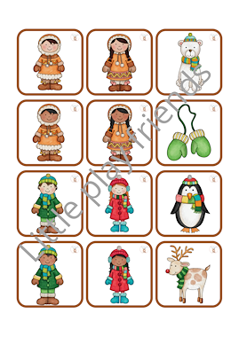 Lesmateriaal Memory winter - polen  van auteur Little Play Friends slide 3