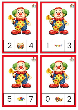 Lesmateriaal Missende getallen tot 10 bewegend leren carnaval van auteur de beweegjuf