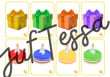 Lesmateriaal kaartenspel kleuters Jarig zijn van auteur Juf Tessa slide 3